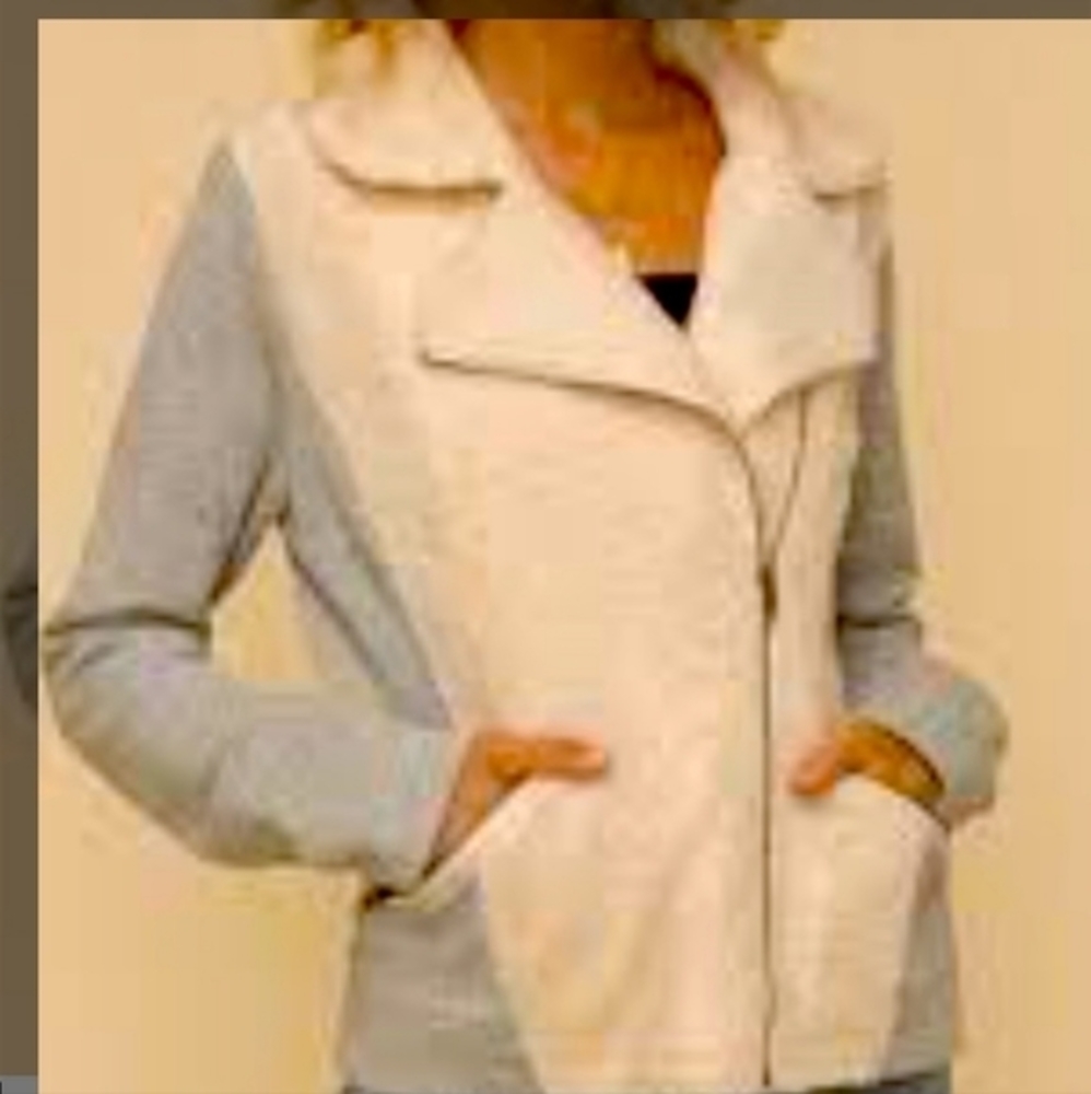 Hem & Thread NWOT Sherpa & Sweatshirt Motorcycle Jacket Size Small